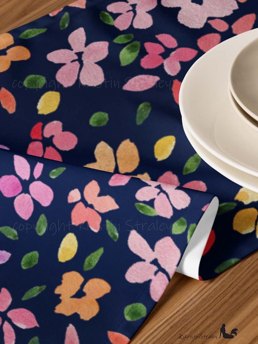 Spring Flowers on Navy Blue Table Runner product image (7)