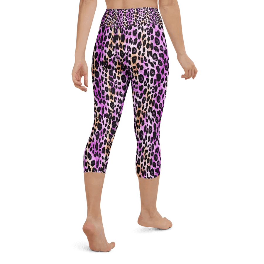 Purple Beige Leopard Capri Leggings product image (3)
