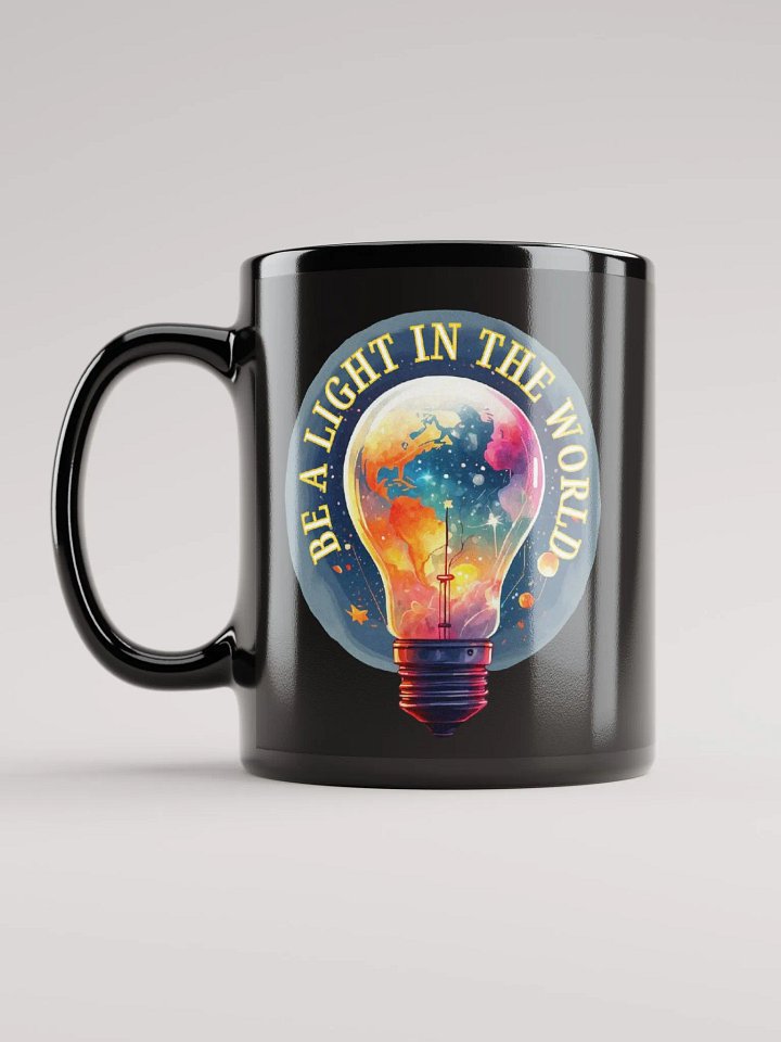 Reflective Bulbs Graphic | Black Coffee Mug | Be A Light In The World product image (1)