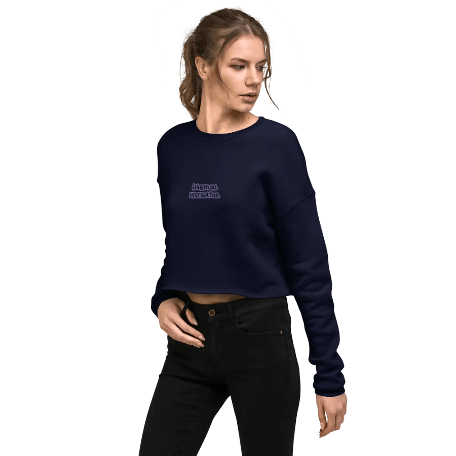 HABITUAL INSTIGATOR (purple outline) embroidered fleece crop crew product image (34)