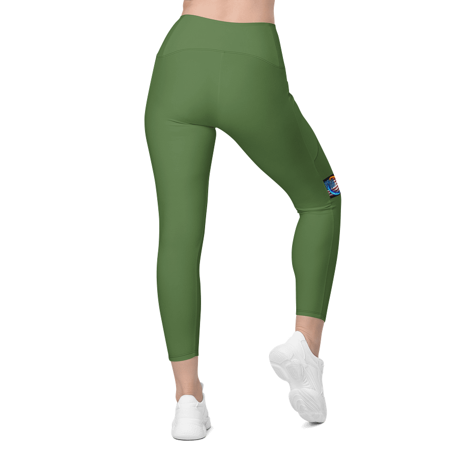 Leggings w pockets fern green small logo product image (2)