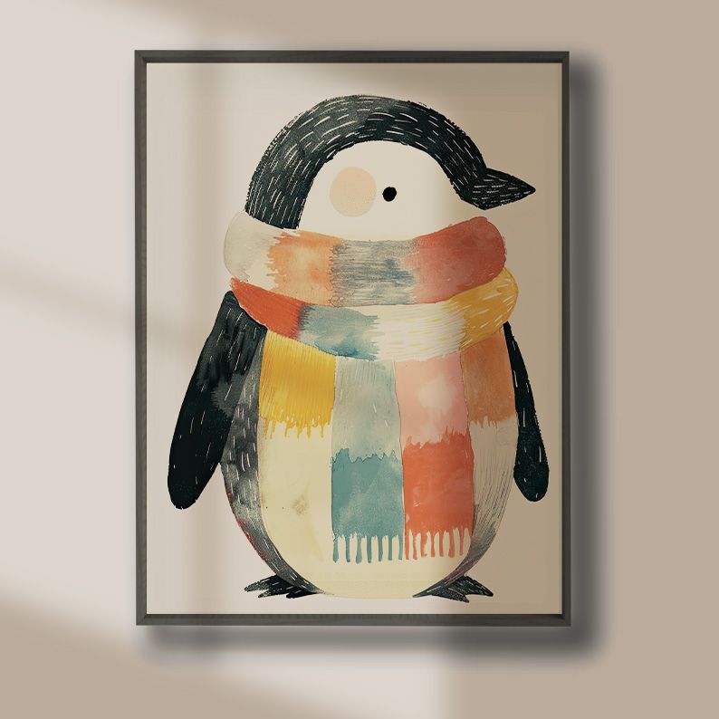 Cute Watercolor Penguin Illustration Nursery Art Print product image (3)