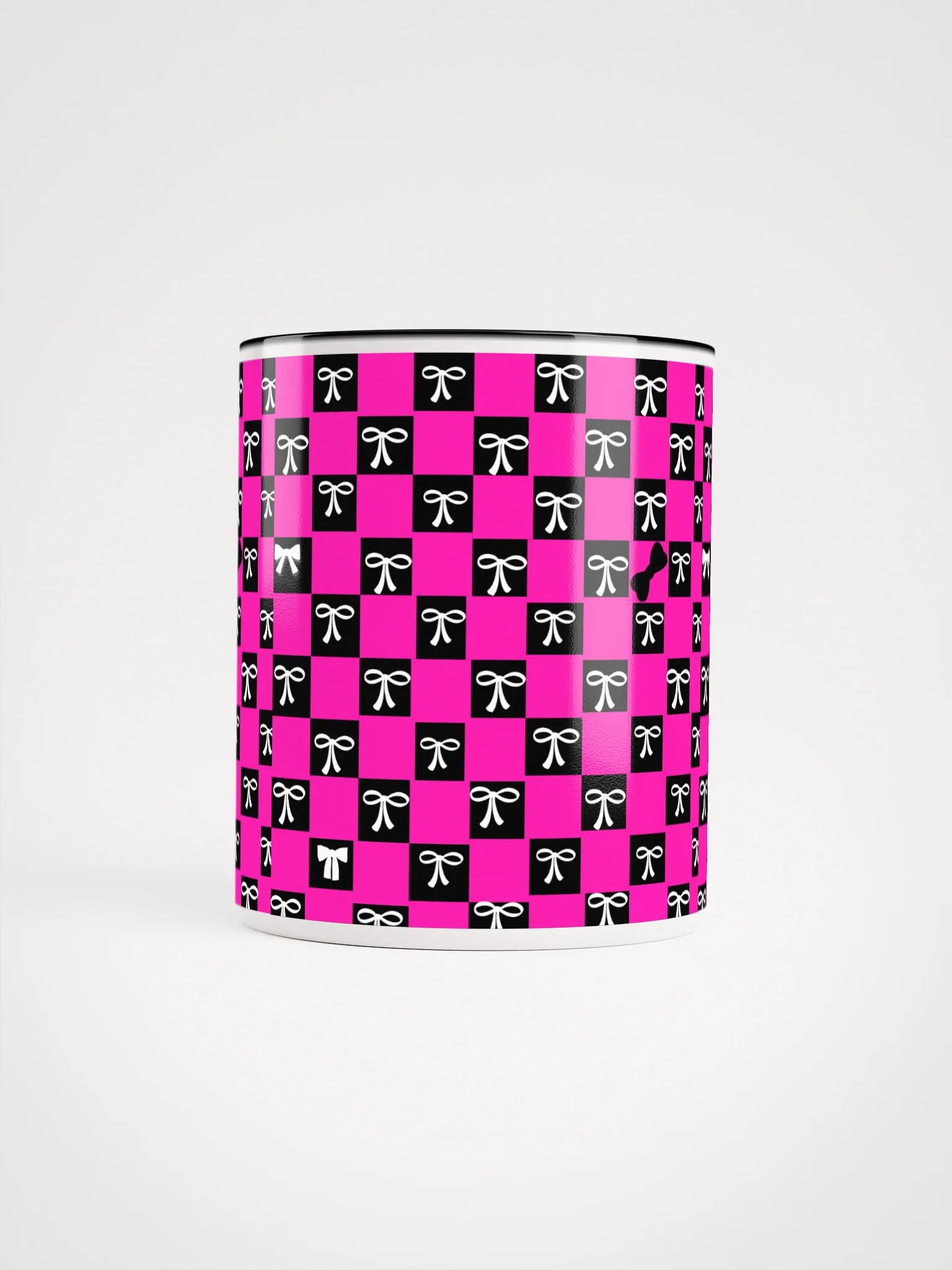 Bow Design Checkerboard Ceramic Coffee Mug product image (9)