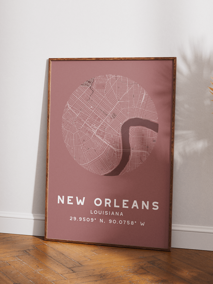 New Orleans Street Map Poster – Red Minimalist Circular City Art product image (3)