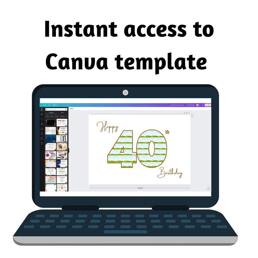 Happy 40th Birthday Photo Collage Canva Template product image (3)