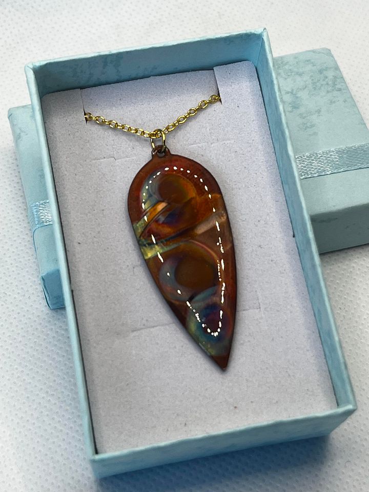 Burnt Copper and Resin Drop Necklace product image (1)