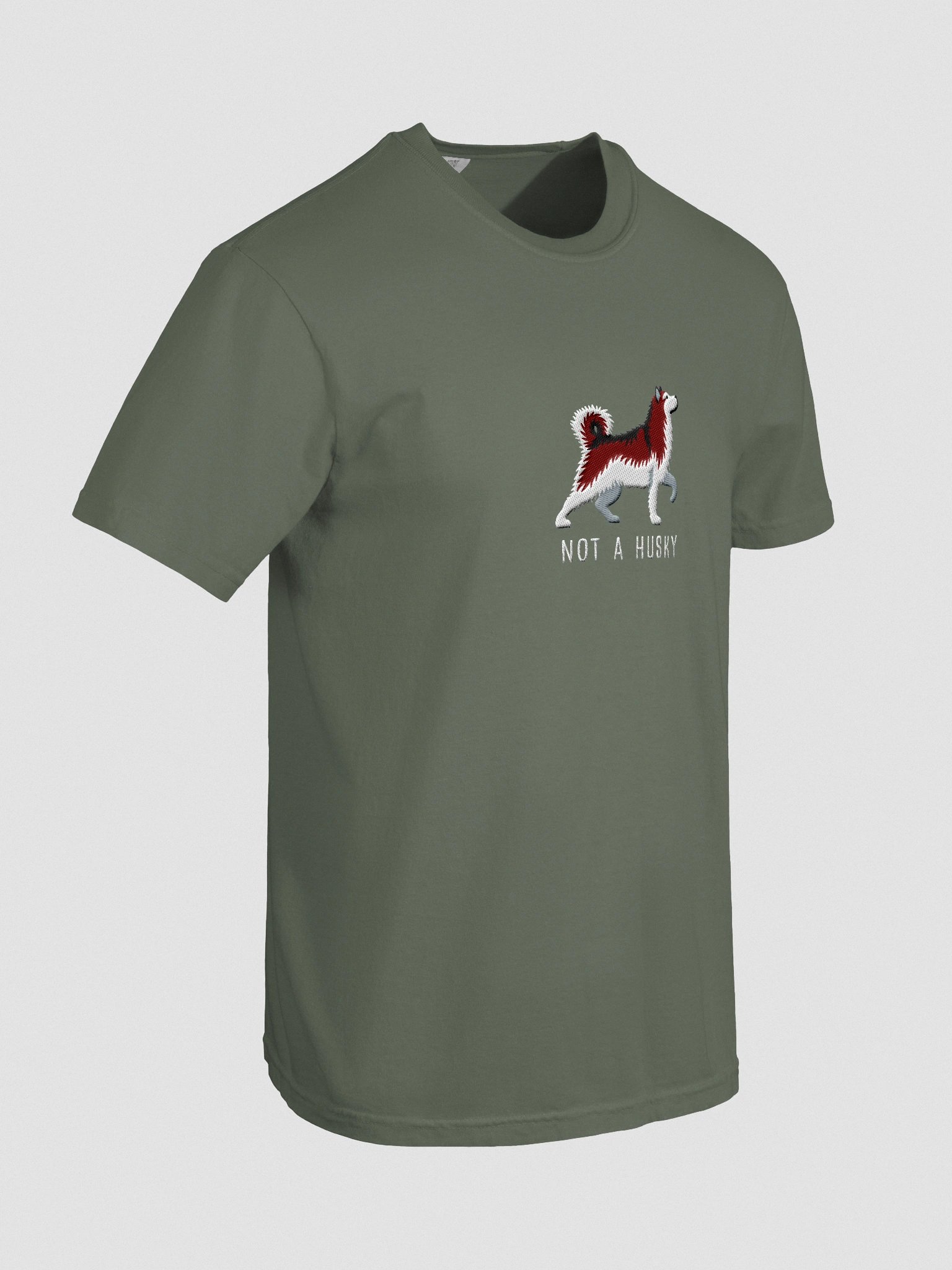 Not a Husky T-Shirt(Embroidered) of an Alaskan Malamute(Red & White) product image (11)