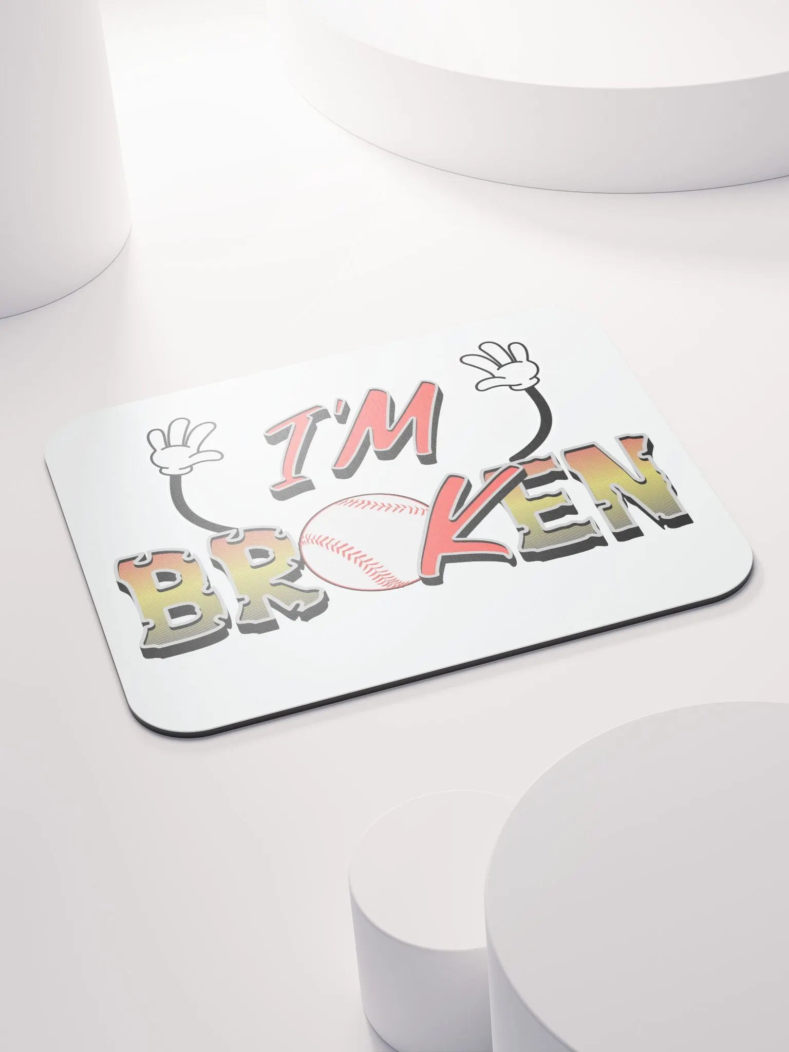 Im Broken Im Ok Baseball Hands Mouse Pad product image (3)