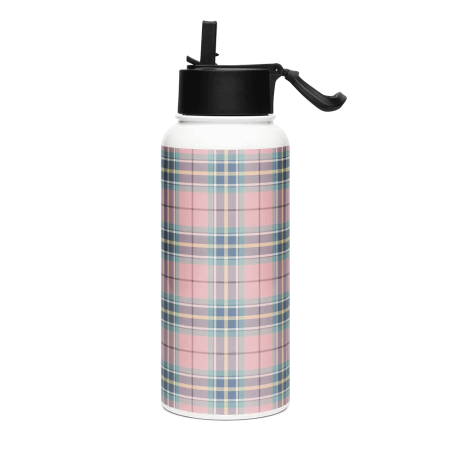 Pastel Pink Plaid Water Bottle product image (2)