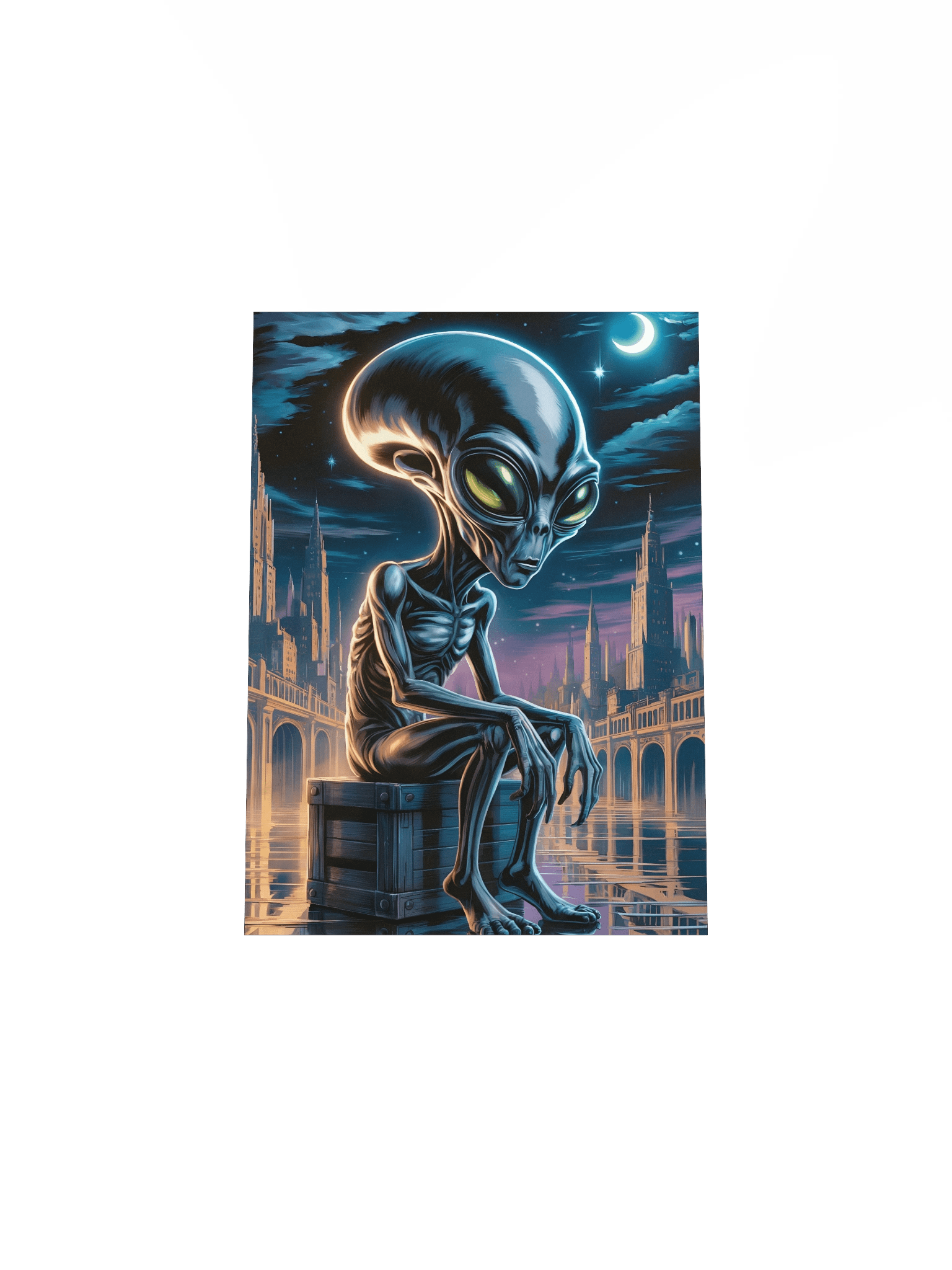 Lunar Visitor Poster – Reflective Alien Nightscape Wall Art product image (5)