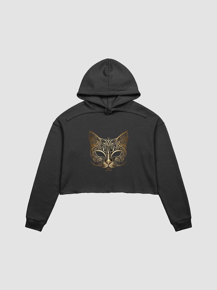 Regal Feline Gold Mask Crop Top Hoodie product image (2)