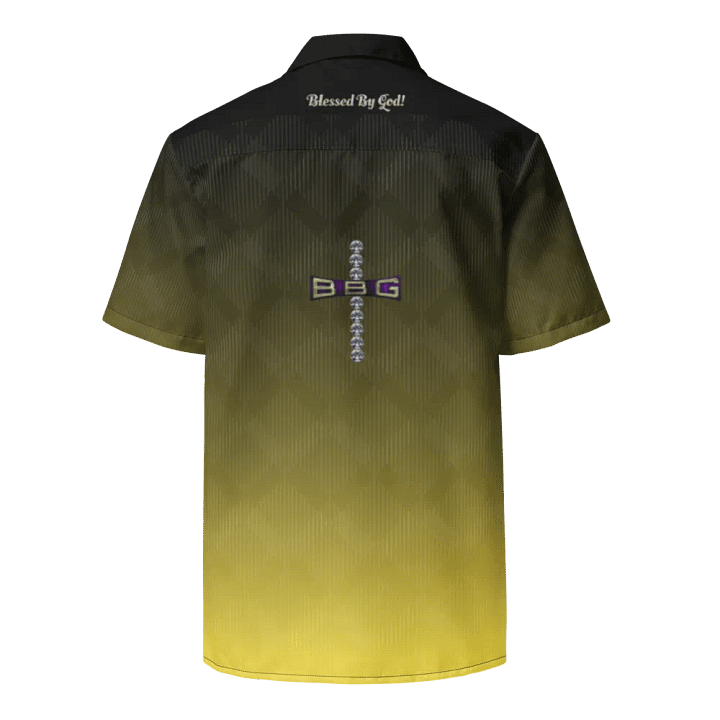 Black and Gold Blessed by God Button-up Shirt product image (1)