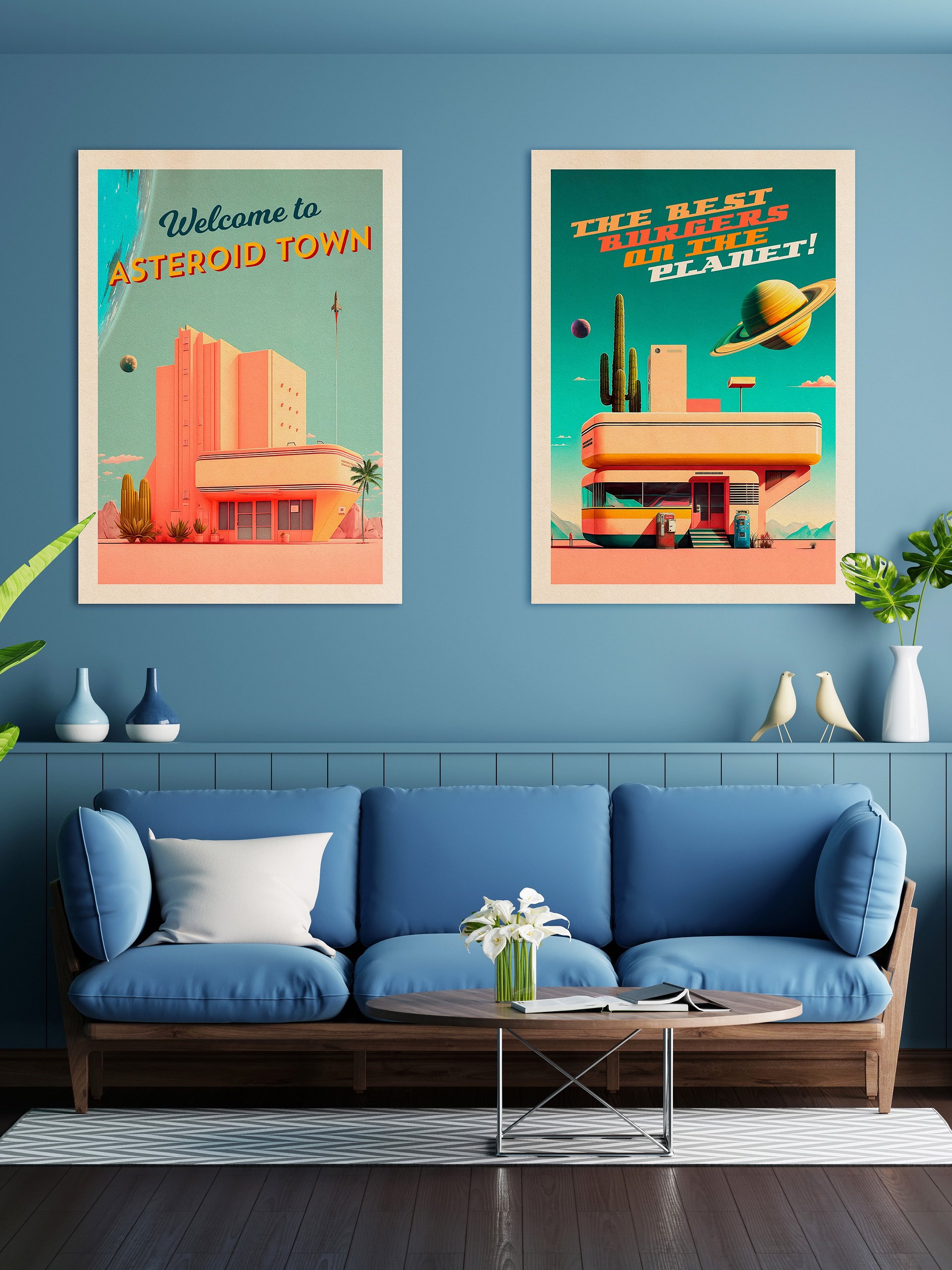 Welcome to Asteroid Town! — Vintage space poster, retro space art, propaganda poster, retrofuturism art, retro sci-fi print product image (2)