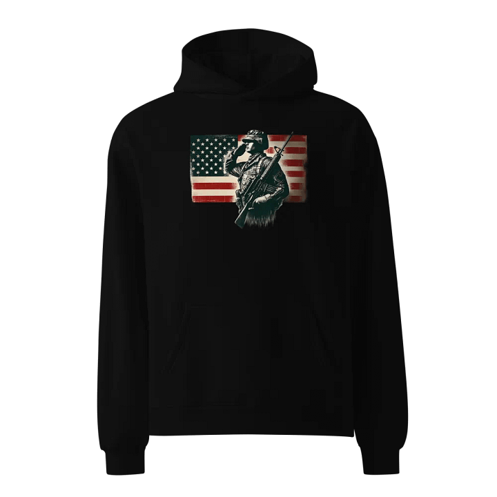 Saluting Soldier - Proud USA Patriotic Tribute Vintage Unisex Premium Oversized Hoodie product image (1)