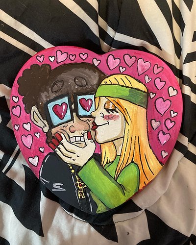 Silly little painting on a heart shaped canvas ‼️‼️ of James n Lindsey. Who are equally if not more silly.

I have a weird ha...