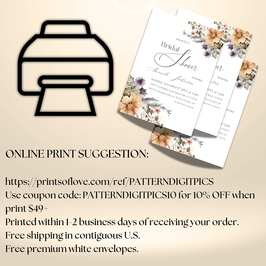 Rustic Bridal Shower Invitation for a Boho Floral Party Theme, Wildflower Themed Wedding Shower Invite Canva Template, Digital Download product image (10)