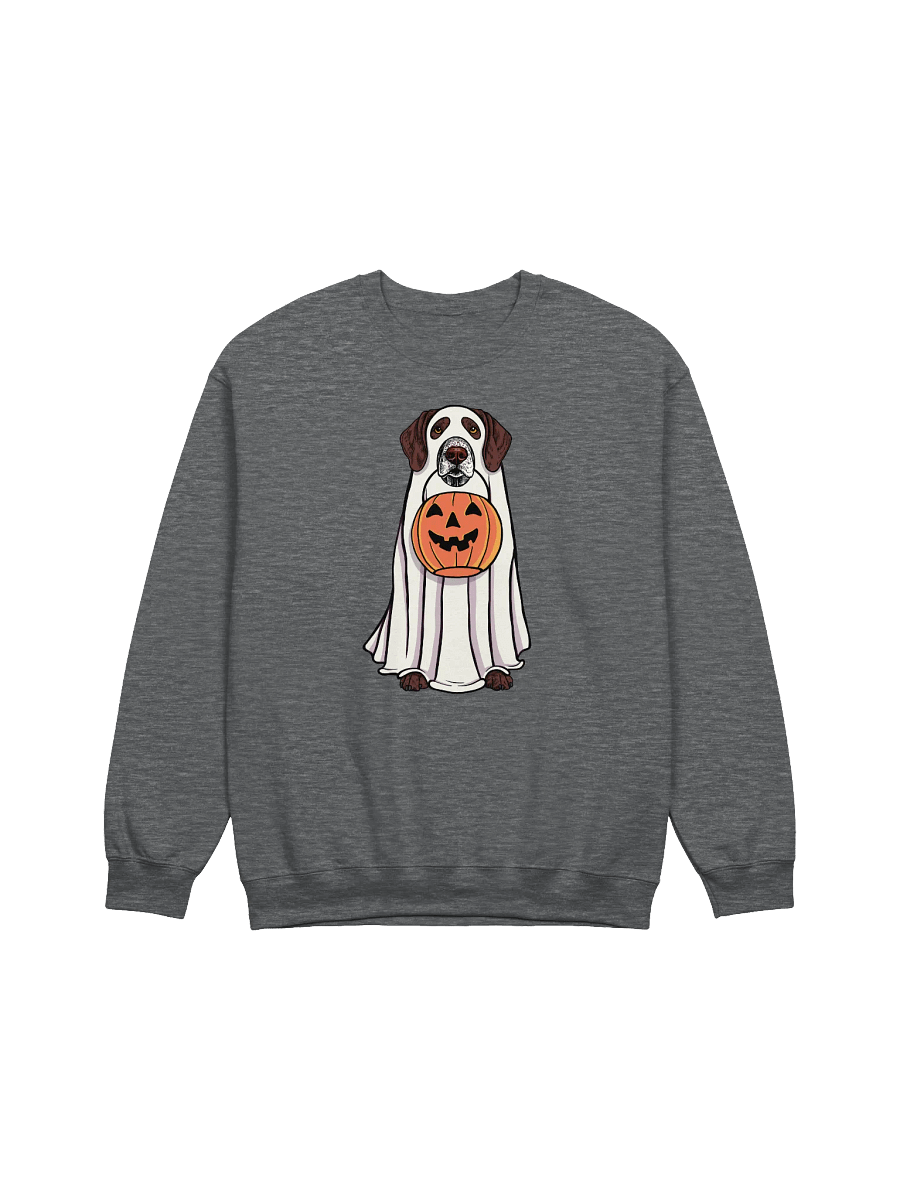 Funny Halloween German Shorthaired Pointer(2) Sweatshirt | Funny GSP Wearing a Ghost Costume and Holding a Pumpkin Basket product image (7)
