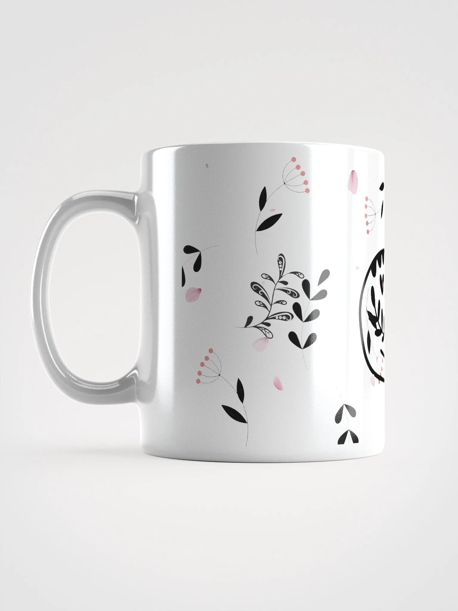 Whimsical Folk Art Cat Love Ceramic Mug|Housewarming Birthday Gifts Cute White GlossyMug product image (17)
