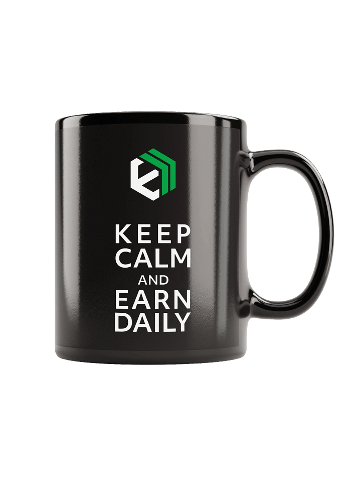 E-Estate “Keep Calm and Earn Daily” Black Mug product image (1)