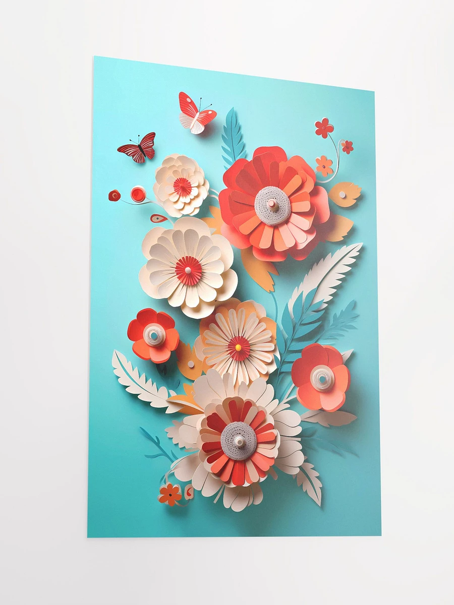 Charming Handcrafted Paper Florals with Butterflies Wall Art Matte Poster product image (4)