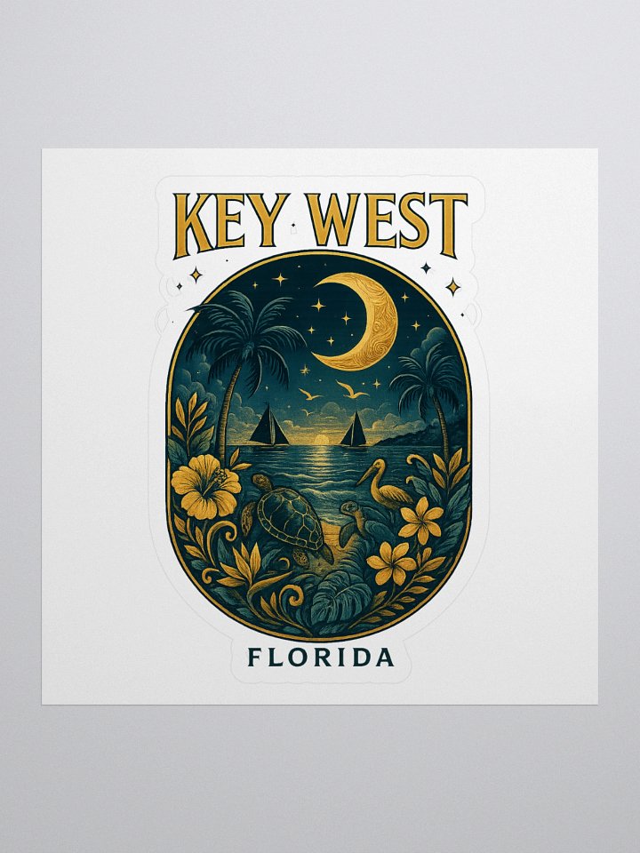 Kiss-Cut Key West Tropical Sticker with Moonlight Scene product image (2)