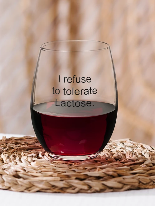 I refuse to tolerate lactose wine glass product image (1)