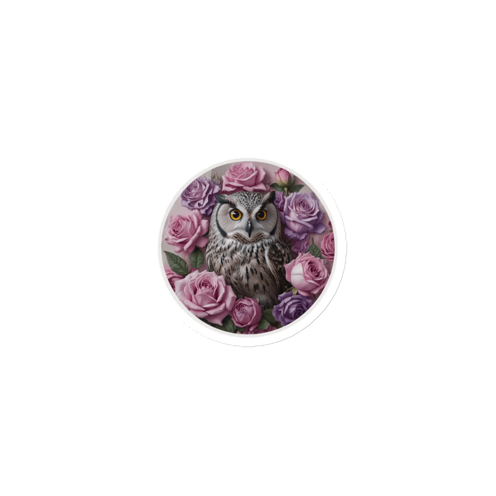 Whimsical Owl and Roses Die-Cut Magnets product image (1)