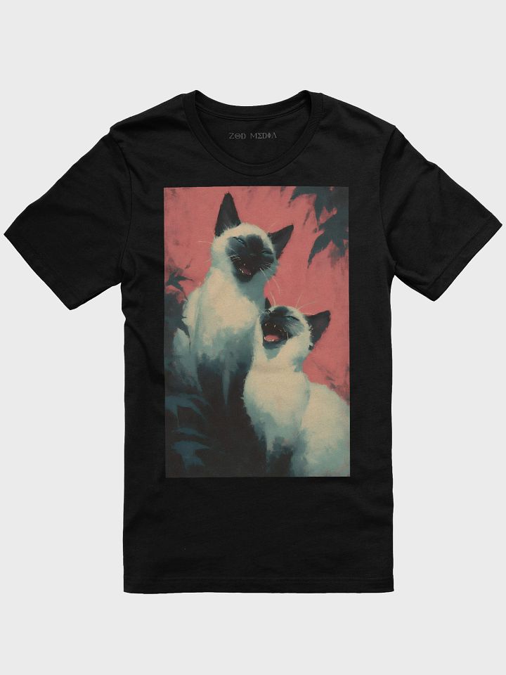 Playful Cat Duo T-Shirt – Artistic Siamese Cats Graphic Tee for Cat Lovers product image (1)