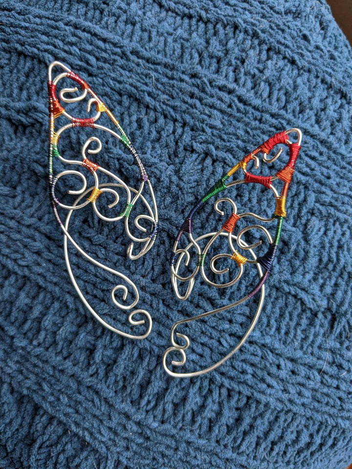Wire Elf Ears - Long Silver Rainbow product image (1)
