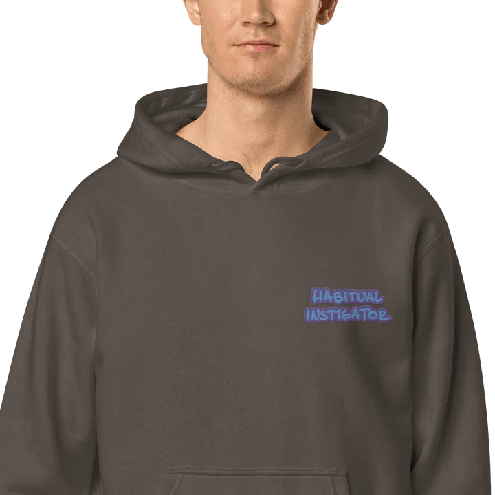Habitual Instigator (L.C. violet design) embroidered pigment hoodie product image (1)