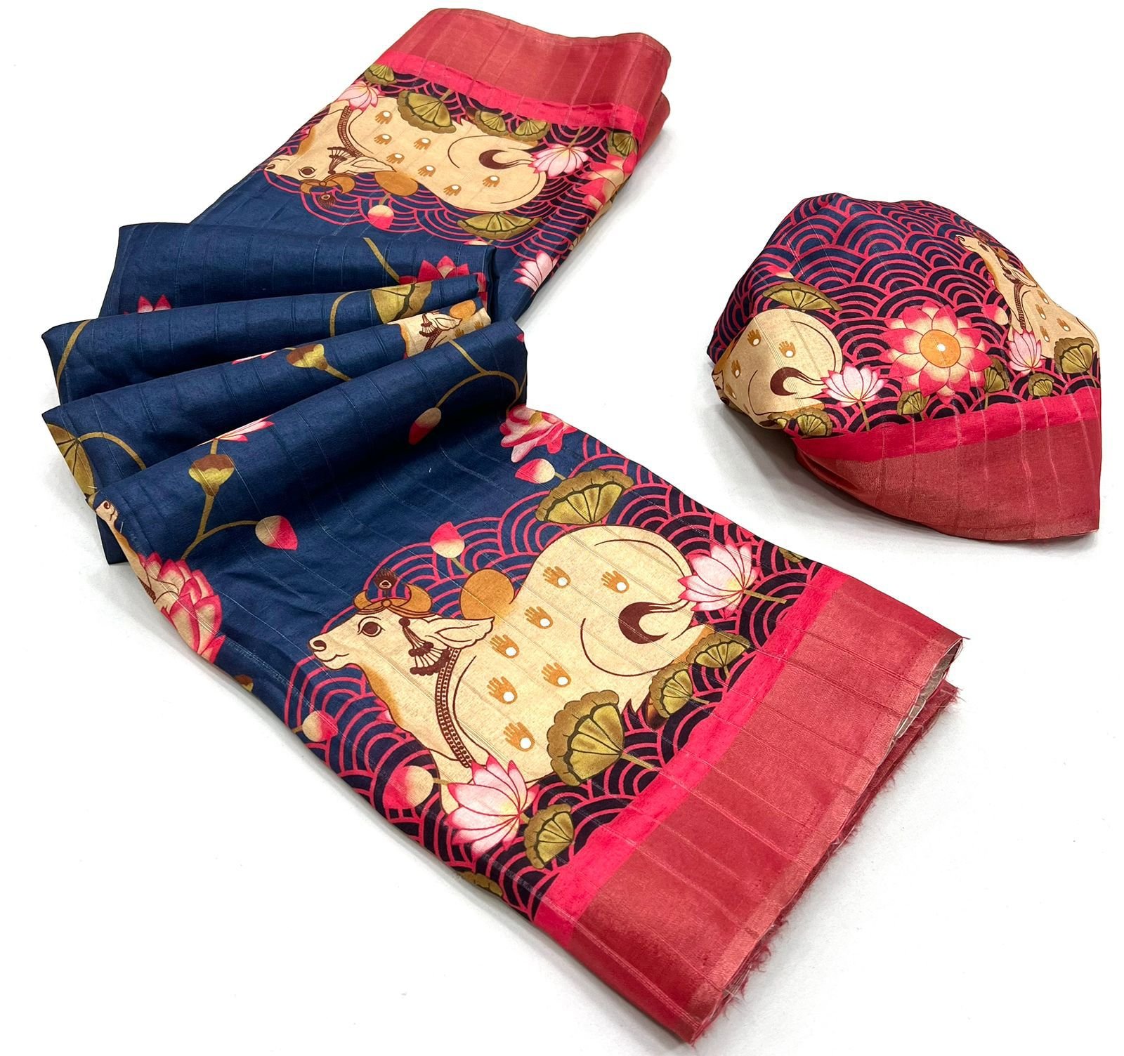 Soft Handloom Silk beautiful kalamkari flowers Print Designer Saree product image (12)