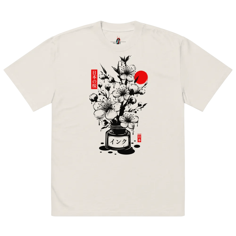 Black Cherry Blossom Japanese Ink - Oversized Tee product image (4)