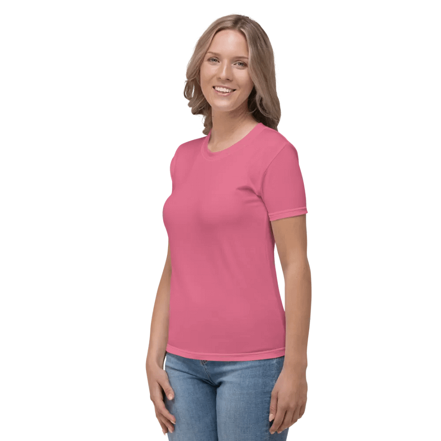 Plain Rosy Pink True Summer Women's Crewneck Polyester Heavyweight Premium T-Shirt by Treasure Pie product image (5)