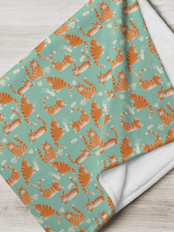 Bad Orange Tabby Cats Knocking Stuff Over Throw Blanket, Green product image (11)