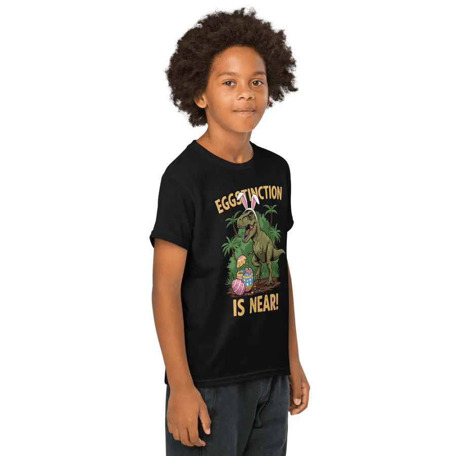 Funny Easter Dinosaur T-Shirt – Eggstinction Is NearYouth Tee product image (9)