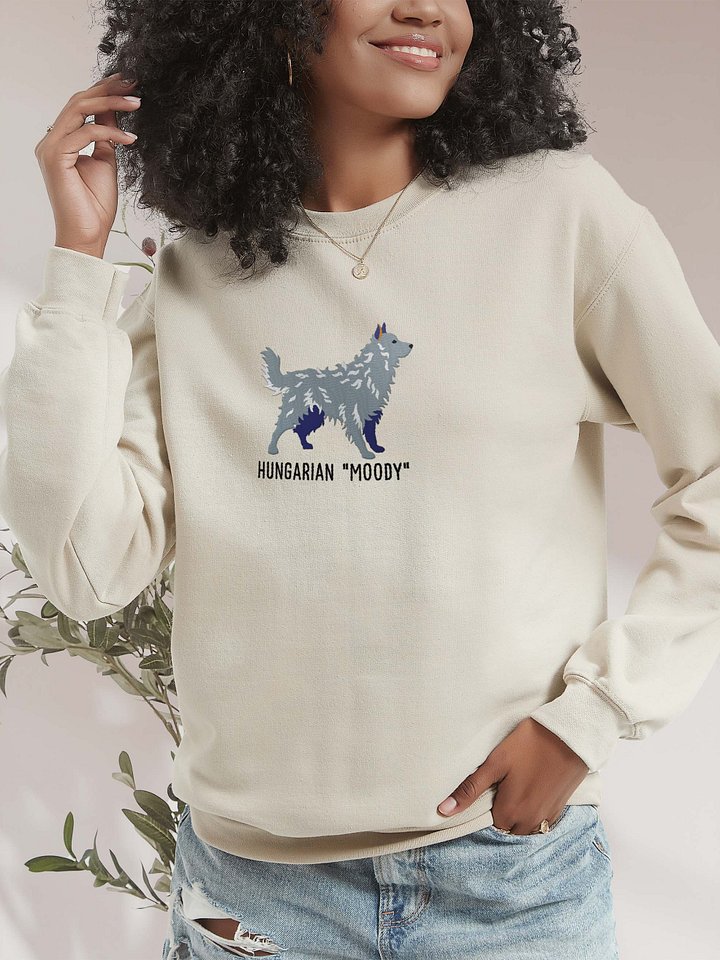 Hungarian Moody Sweatshirt (Embroidered) of a Hungarian Mudi(Gray) product image (2)