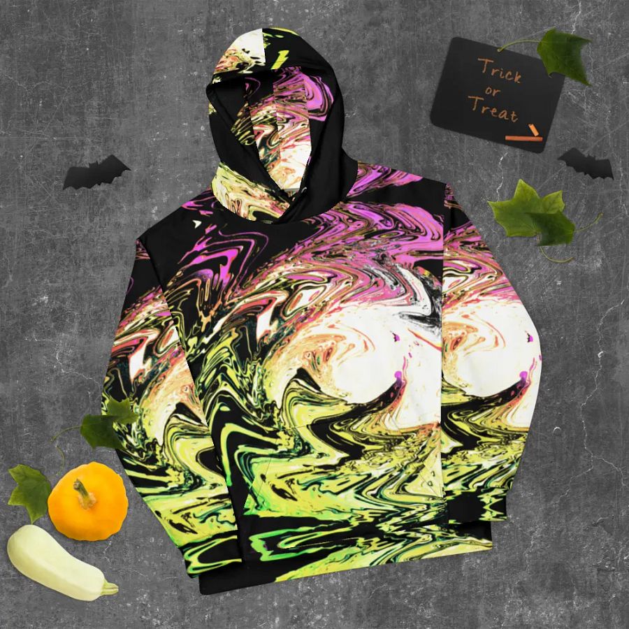 Abstract Neon Daisy Swirl All Over Print Pull Over Hoodie product image (9)