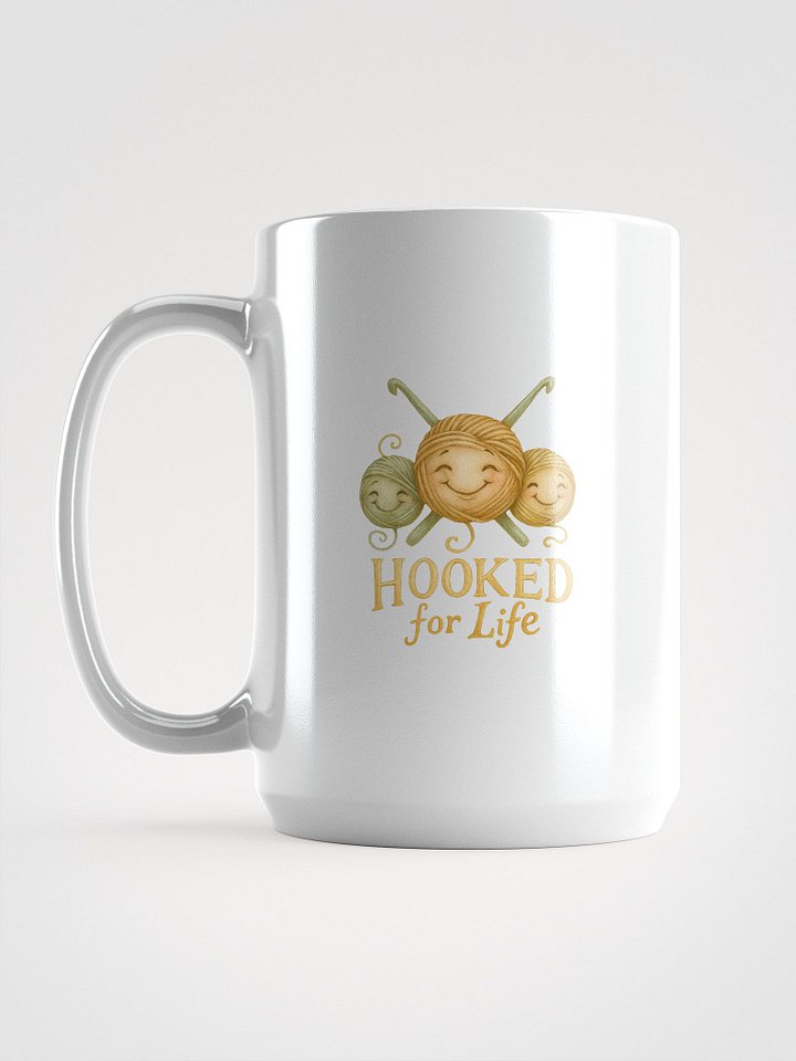 Hooked For Life Mug - Funny Knitting Coffee Cup Gift for Yarn Lovers product image (1)