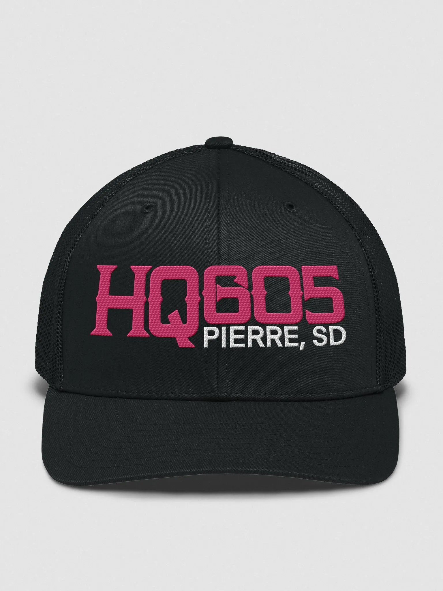 HQ605 Pink Logo Black Trucker Cap product image (1)