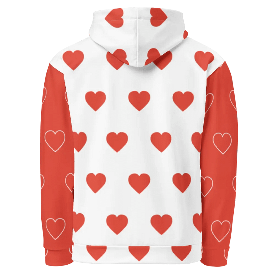 Orm Kornnaphat Heart Design Unisex Hoodie (Red & White) product image (5)