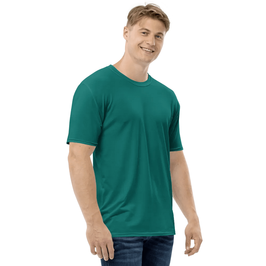 Plain Deep Sea Green Light Summer Men's Crewneck Polyester Heavyweight Premium T-Shirt by Treasure Pie product image (7)