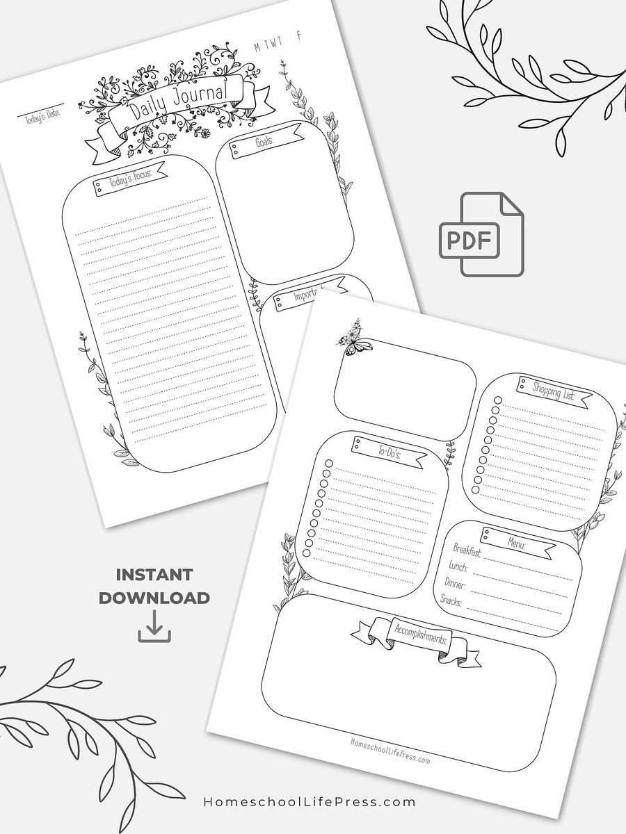 Daily Organizer Printable Homeschool Journal for Mom product image (4)
