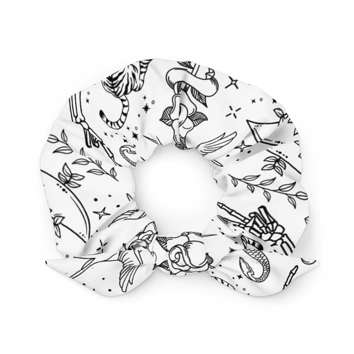 Tattoo-Inspired Black Line Art Scrunchie product image (1)