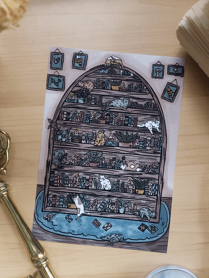 Cat Bookshelf - Art Print product image (2)