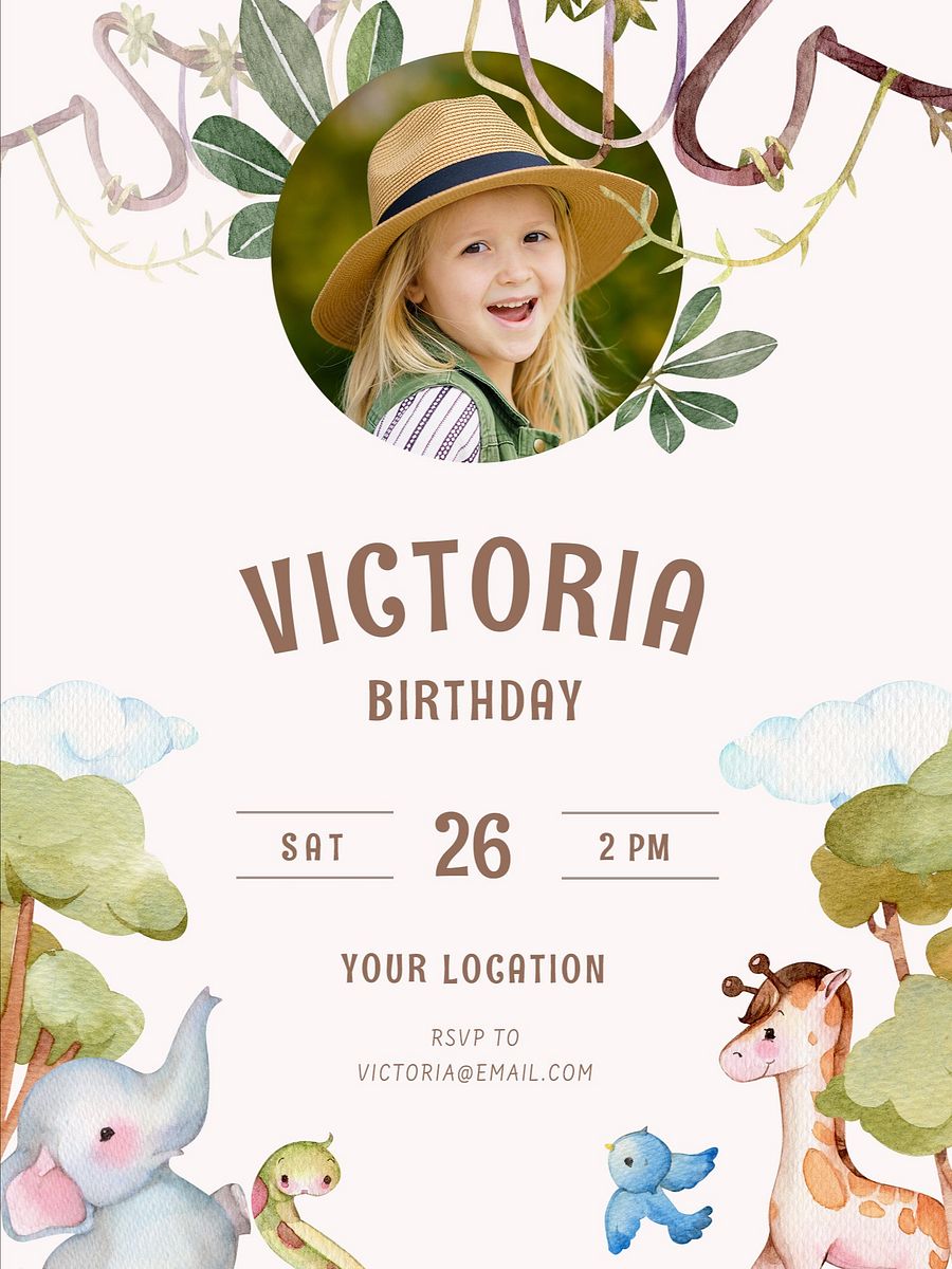 Jungle Theme Birthday Invitation PSD product image (2)