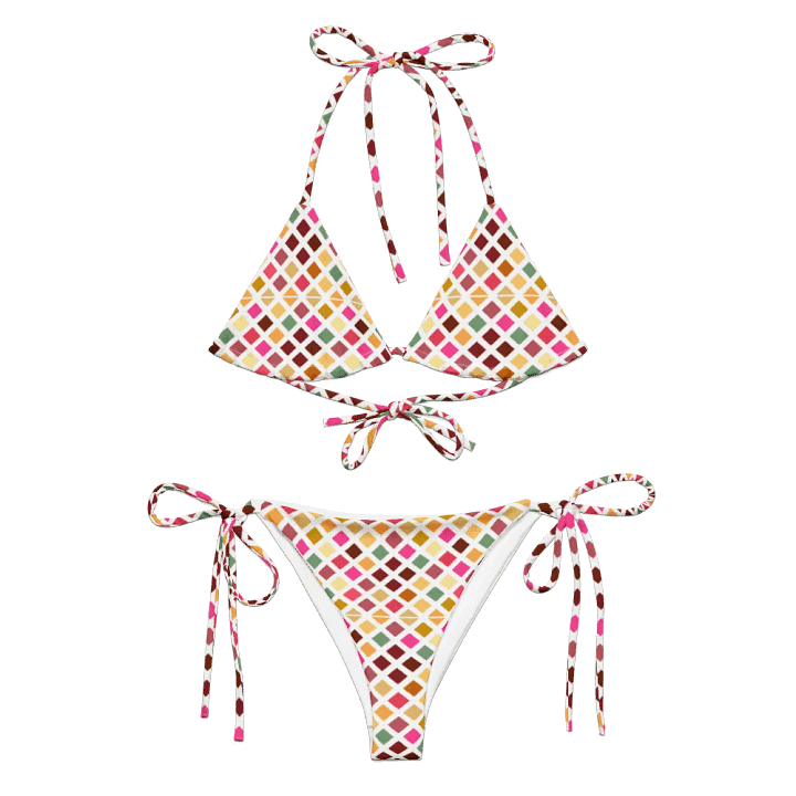 Colorful Square Pattern Design String Bikini - v4 product image (2)