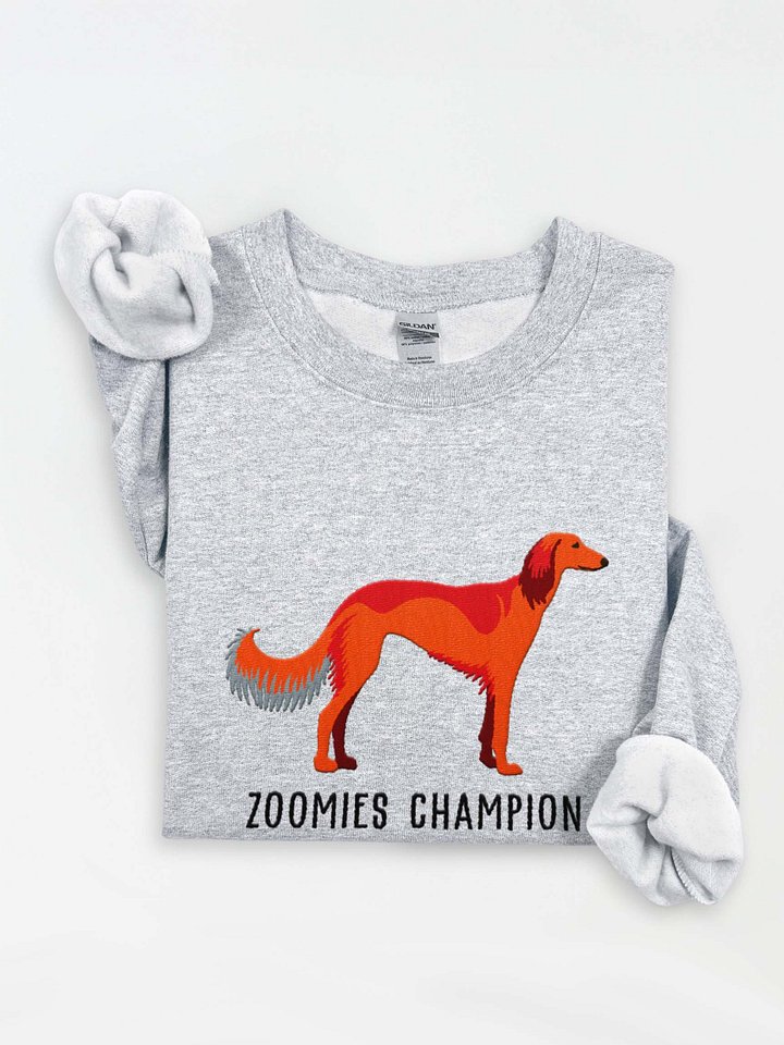 Zoomies Champion Sweatshirt (Embroidered) of a Saluki(Red) product image (1)