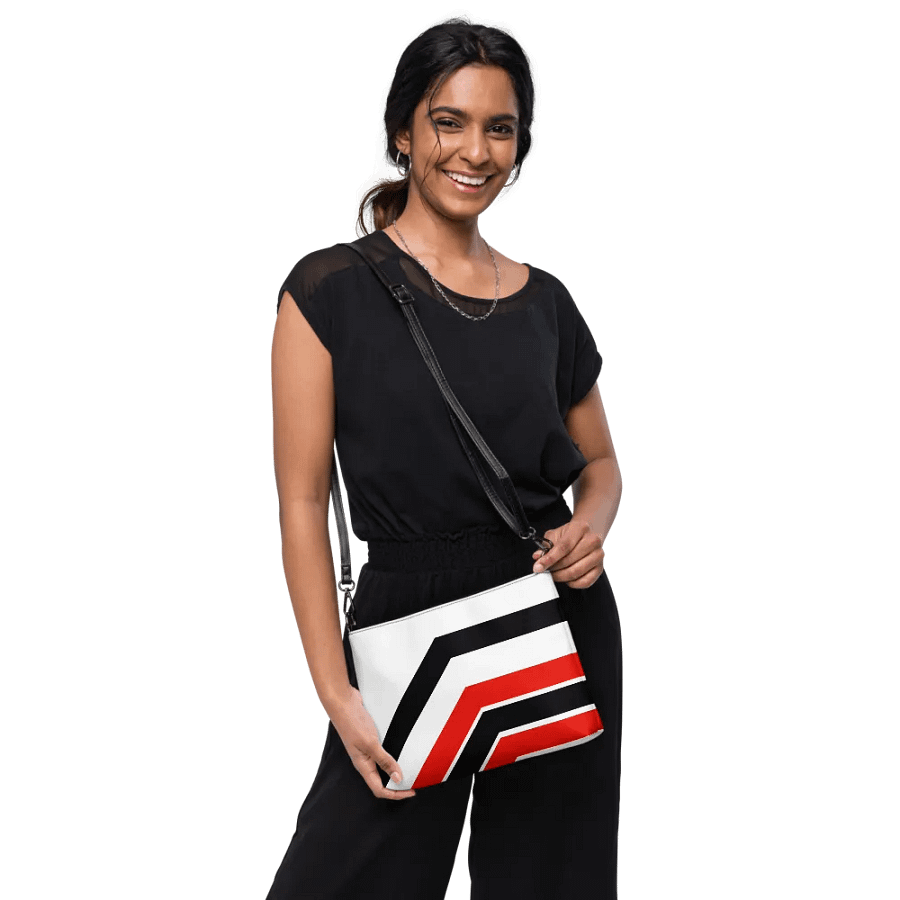 Black/White/Red Bent Color Lines Crossbody Bag product image (3)