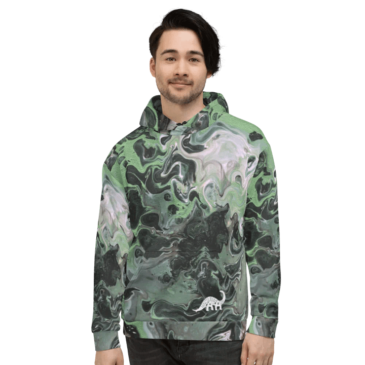 Metallic Green Fluid Acrylic All-Over Print Hoodie product image (1)