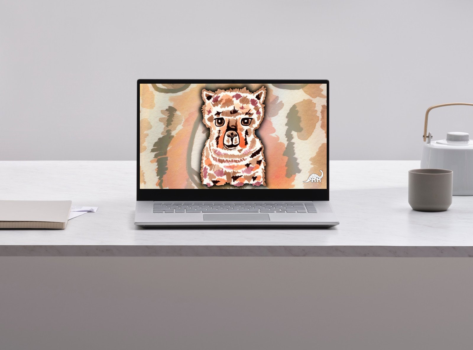 Alpaca Watercolour Desktop Wallpaper product image (1)